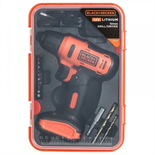 BLACK & DECKER LD12SP Cordless Driver Drill 12V Plus 13 Piece Accessories Box